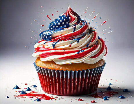 cupcake with american flag, american cup cake, america, 4th of july cakes element