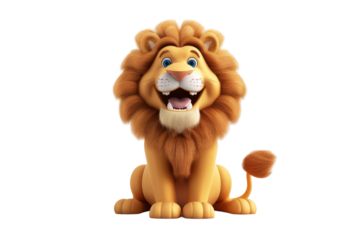 Friendly cartoon lion with a big smile sitting and looking happy in this cute animal illustration