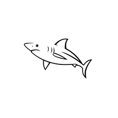 Shark Line Art: A Simple Vector Illustration of a Shark in the Ocean