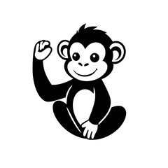 Adorable Cartoon Monkey Illustration: Perfect for kids' books, logos, and more! This charming primate design is playful and friendly, ideal for projects needing a touch of jungle fun.