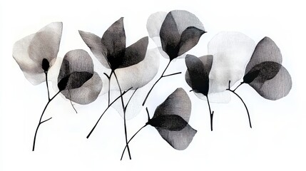 Elegant Transparent Floral Design with Black and White Petals