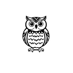Elegant Owl: Black and White Bird Illustration, Wildlife Vector Graphic, Nature Design