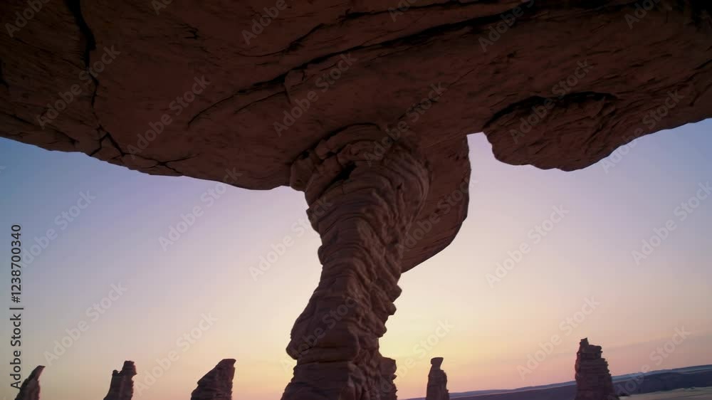 Poster rippling patterns of sand create a stunning landscape in a desert at sunset