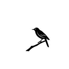 Blackbird Silhouette on Branch: Elegant Minimalist Bird Art Print