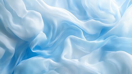Obraz premium Elegant Composition of Soft White Fabric Draped Against a Calm Blue and White Background Creating a Tranquil and Serene Atmosphere Perfect for Minimalist and Artistic Presentations or Designs