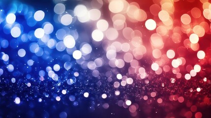 elegant abstract pattern of sparkling bokeh lights in french tricolor, soft focus swirls of red, white and blue, festive celebration atmosphere
