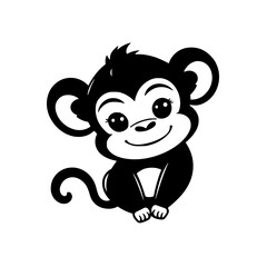 Fototapeta premium Adorable Baby Monkey Cartoon Illustration: A Sweet and Playful Primate Character Design