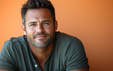 Fototapeta premium handsome man wearing casual clothing, want to smiling