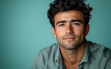 Fototapeta premium handsome man wearing casual clothing, want to smiling