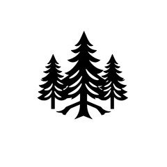 Obraz premium Majestic Pine Tree Trio: Nature-Inspired Graphic Design