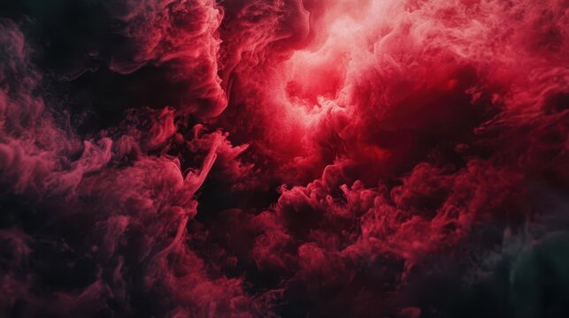 ethereal crimson smoke tendrils swirling against black background, volumetric lighting, atmospheric depth, mysterious mood