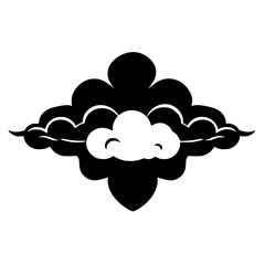 Stylized Cloud Design: Black and White Minimalist Nature Illustration