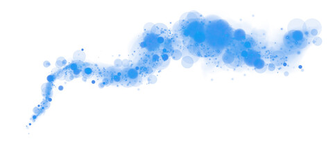 Glowing blue bokeh circles. Christmas background. Powder. Magic shining blue dust. Fine, shiny dust bokeh particles fall off slightly. Fantastic shimmer effect. PNG.