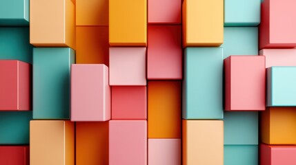 A delightful cluster of pastel-colored blocks in various shapes creates a heartwarming, artistic display, perfect for themes of joy, playfulness, and light-hearted design.