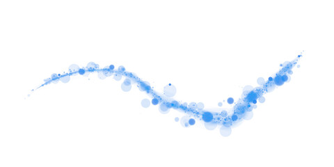 Glowing blue bokeh circles. Christmas background. Powder. Magic shining blue dust. Fine, shiny dust bokeh particles fall off slightly. Fantastic shimmer effect. PNG.