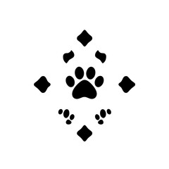 Paw Prints: Elegant Pet Design with Geometric Shapes. Minimalist Black and White Graphic. Perfect for pet lovers and animal enthusiasts.