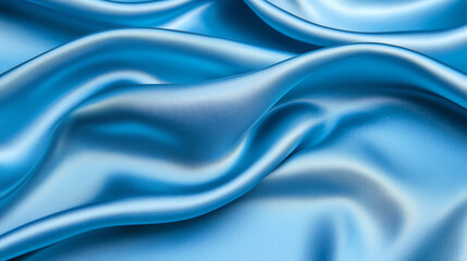 Obraz premium Satin fabric texture with soft waves and light reflections in blue