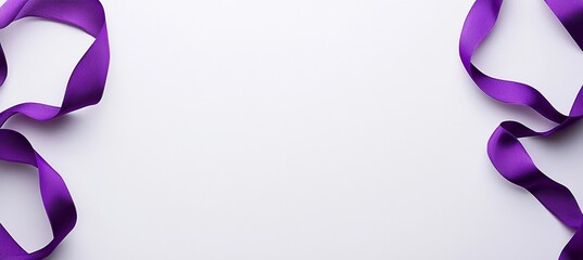Purple tape on white copy space background. Generative AI technology.	
