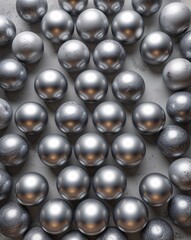 Light gray brushed metallic spheres arranged in concentric circles abstract background