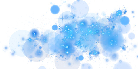 Glowing blue bokeh circles. Christmas background. Powder. Magic shining blue dust. Fine, shiny dust bokeh particles fall off slightly. Fantastic shimmer effect. PNG. © Orange Sky