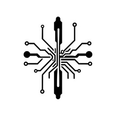 Abstract Circuit Board Design: A Minimalist Vector Art of Technology and Network Connections