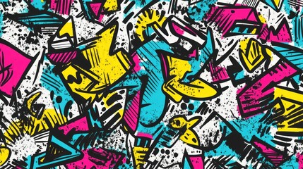 Fototapeta premium Abstract Graffiti Art: Vibrant Colors and Geometric Shapes
