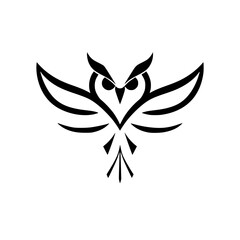 Abstract Owl Logo: Black and White Bird Design. Perfect for branding, nature, and wildlife-themed projects. Minimalist geometric style vector graphic.