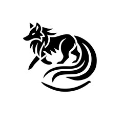 Abstract Black Fox Design: Elegant Animal Silhouette Graphic, Perfect for Logo or Print