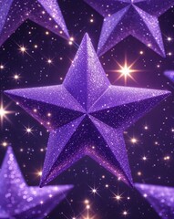Purple glitter stars forming a mesmerizing glowing pattern abstract background