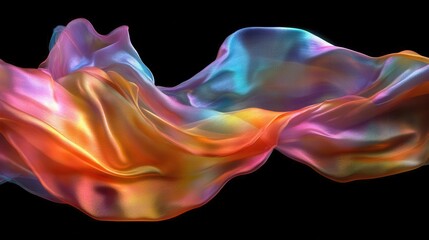 Fototapeta premium iridescent silk fabric flowing in zero gravity, creating abstract patterns with prismatic light reflections
