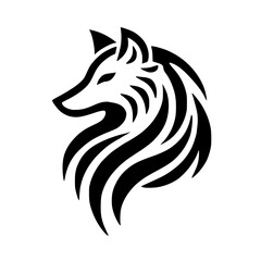 Abstract Wolf: Black and White Canine Art, Stylish Animal Vector Graphic Design