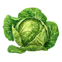 Obraz premium Fresh green cabbage with vibrant leaves, showcasing its natural texture and color. Perfect for healthy meals and salads