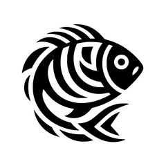 Abstract Black and White Fish Art: Geometric Animal Design. Minimalist Nature Graphic, perfect for logo, icon, or illustration.