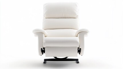 Naklejka premium Modern white reclining chair positioned centrally against a bright background, showcasing comfort and style