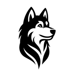 Husky Dog Portrait: Black and White Canine Vector Graphic