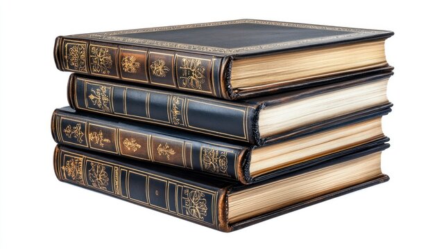 Elegant stack of hardcover books on display studio setting high-quality image close-up view literary concept