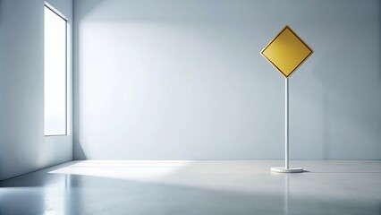 Blank Yellow Diamond Sign in Minimalist Room Setting