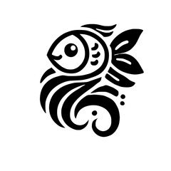 Stylish Black and White Fish Illustration: Minimalist Sea Animal Graphic Design