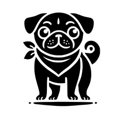 Adorable Pug Dog in Black and White: A Cute Pet Illustration