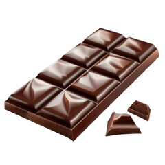 Naklejka premium Delicious dark chocolate bar with broken pieces, perfect for desserts and snacks. Indulge in its rich flavor and smooth texture for delightful treat