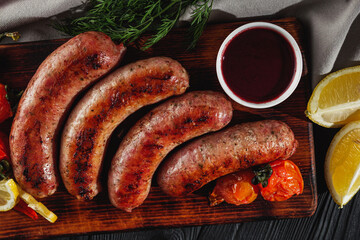 Raw and Grilled Sausage Gourmet BBQ Meat