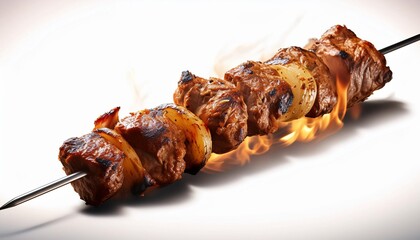 shish kebab on skewer isolated on obvious history