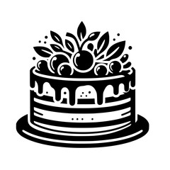 A delectable layered cake adorned with cherries and berries, a delightful dessert for any occasion. Indulge in its sweetness and rich flavors!