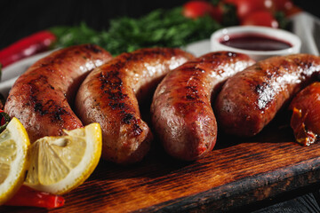 Raw and Grilled Sausage Gourmet BBQ Meat