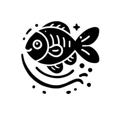 Black and White Fish Illustration: Simple Aquatic Animal Design