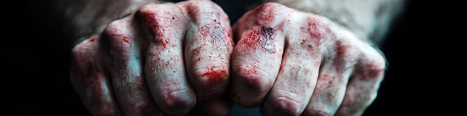 Obraz premium Blood-Stained Fists Close-Up