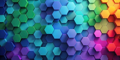 Abstract Colorful Hexagon Pattern Background with Vibrant Hues