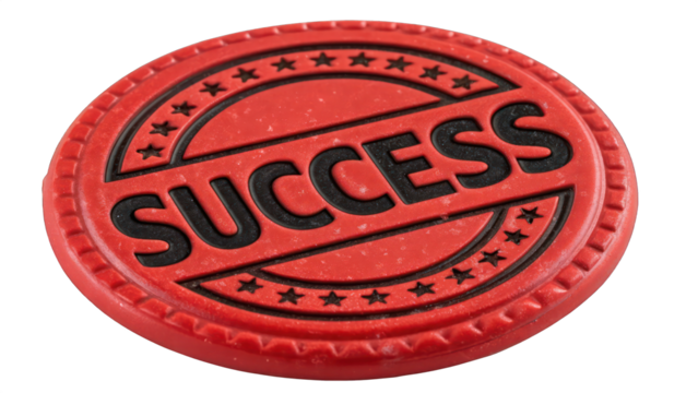 Red stamp with the word "SUCCESS" indicating achievement isolated background - Powered by Adobe