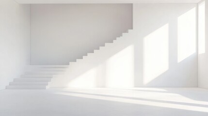 Obraz premium Bright Minimalist Interior with Stairs and Natural Light Effects