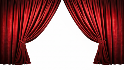 Red velvet curtain isolated background